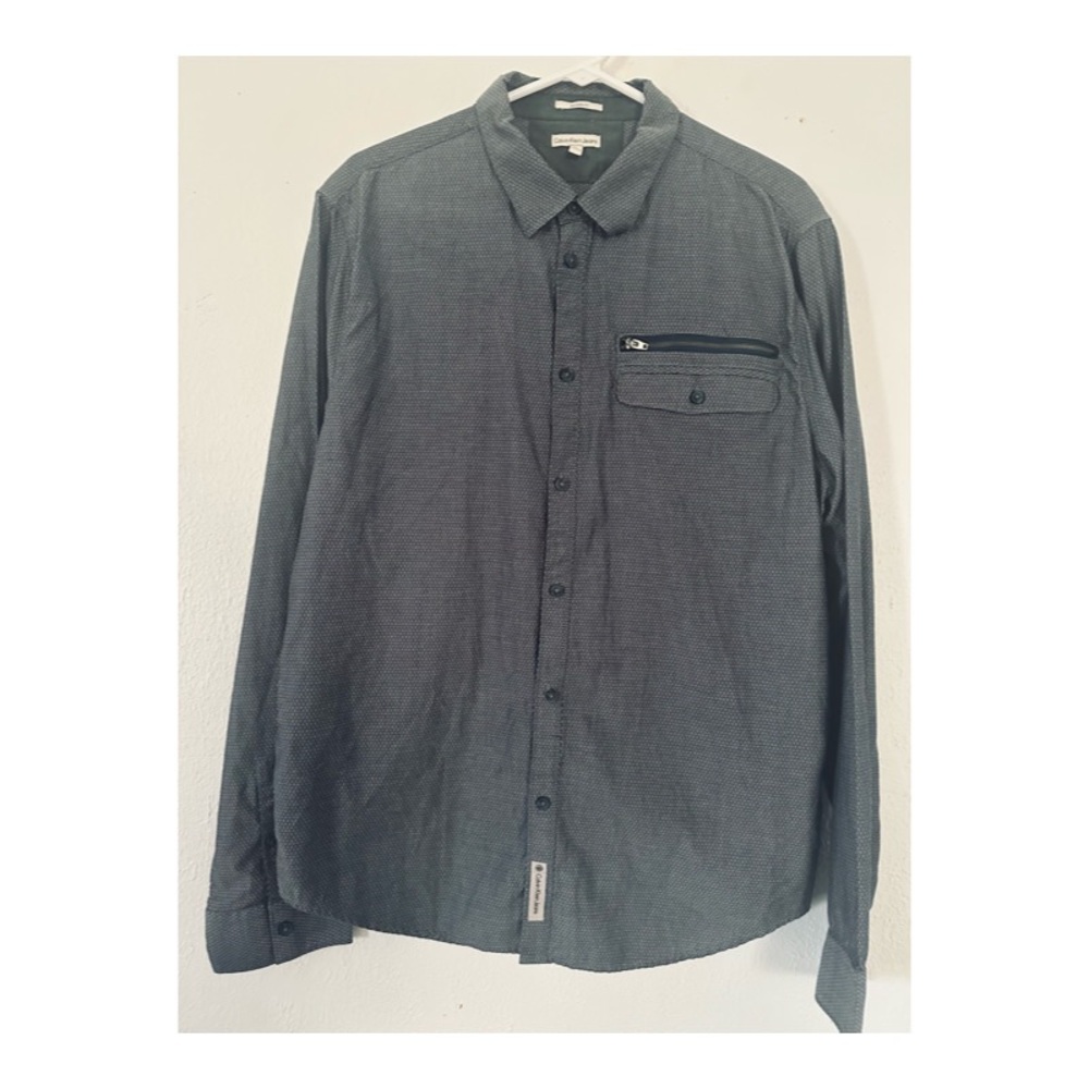 Calvin Klein Men's Button Up Shirt Zipper
Picket Blue Size XL Modern Fit